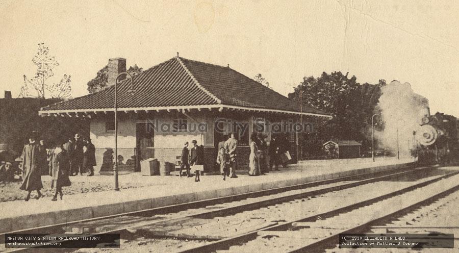 Postcard: Railroad Station, Charles River, Needham, Massachusetts